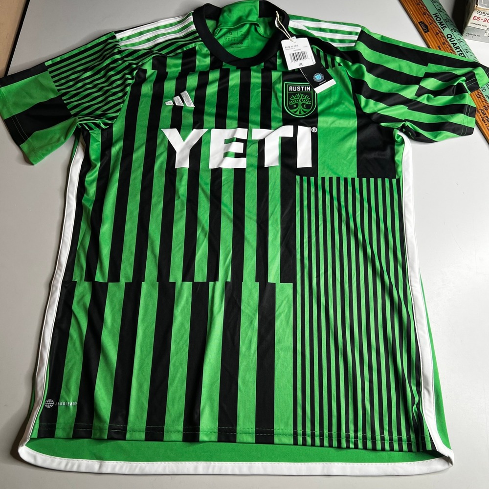 Adidas Austin FC Home Jersey Mens XL Green Black Striped MLS Soccer YETI HI1835